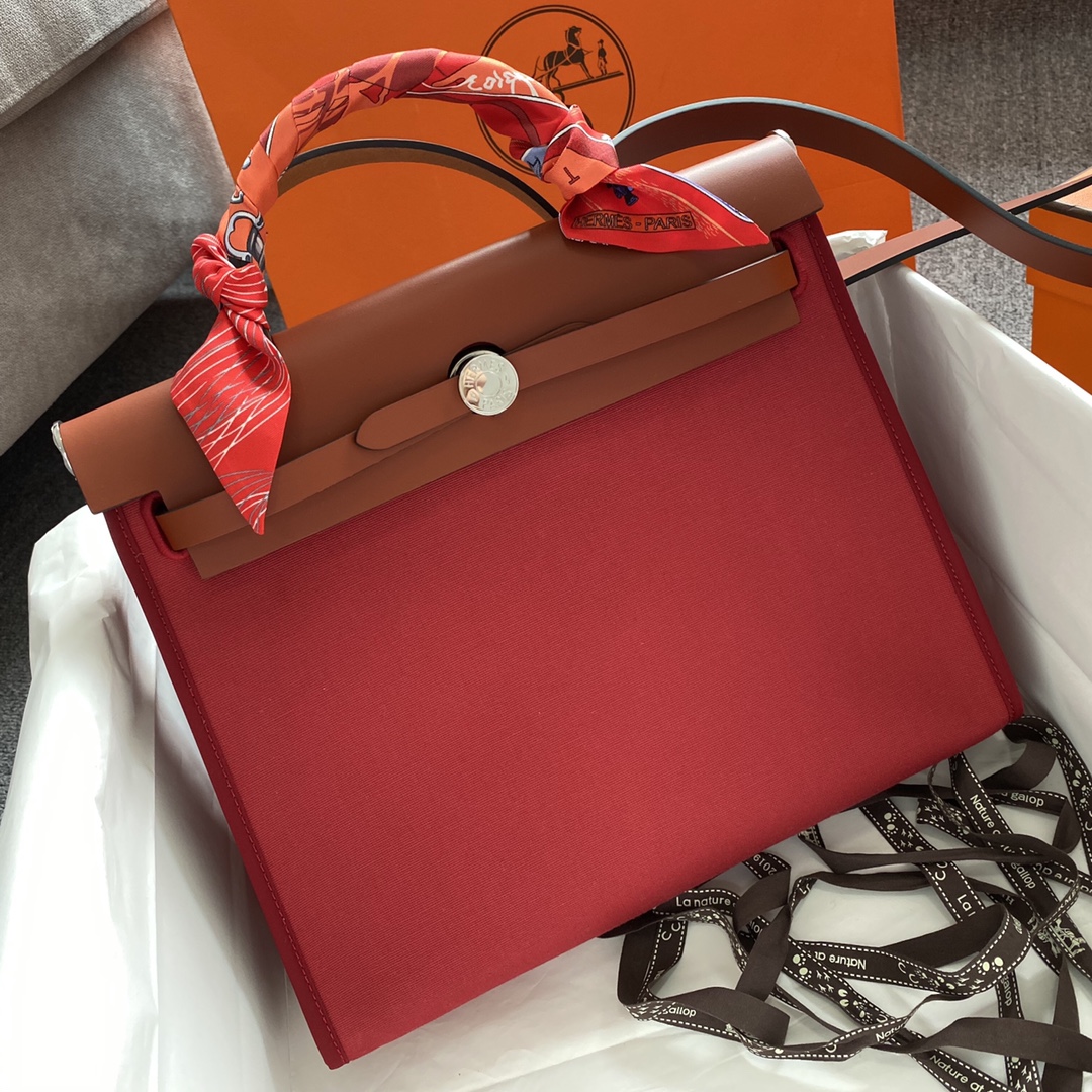 에르메스 에르백31 레드 브라운 은장